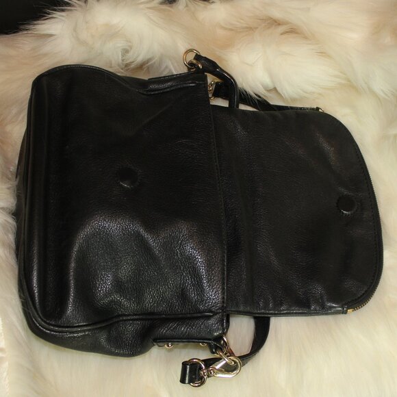 Kate Spade New York Leather Tote shoulder purse Black  bag snap zip 10.5"x 9" ; - Picture 4 of 9